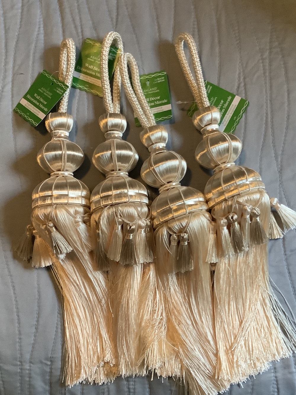 Ashland Satin Cream Curtain Tassel Tiebacks - Set of 4